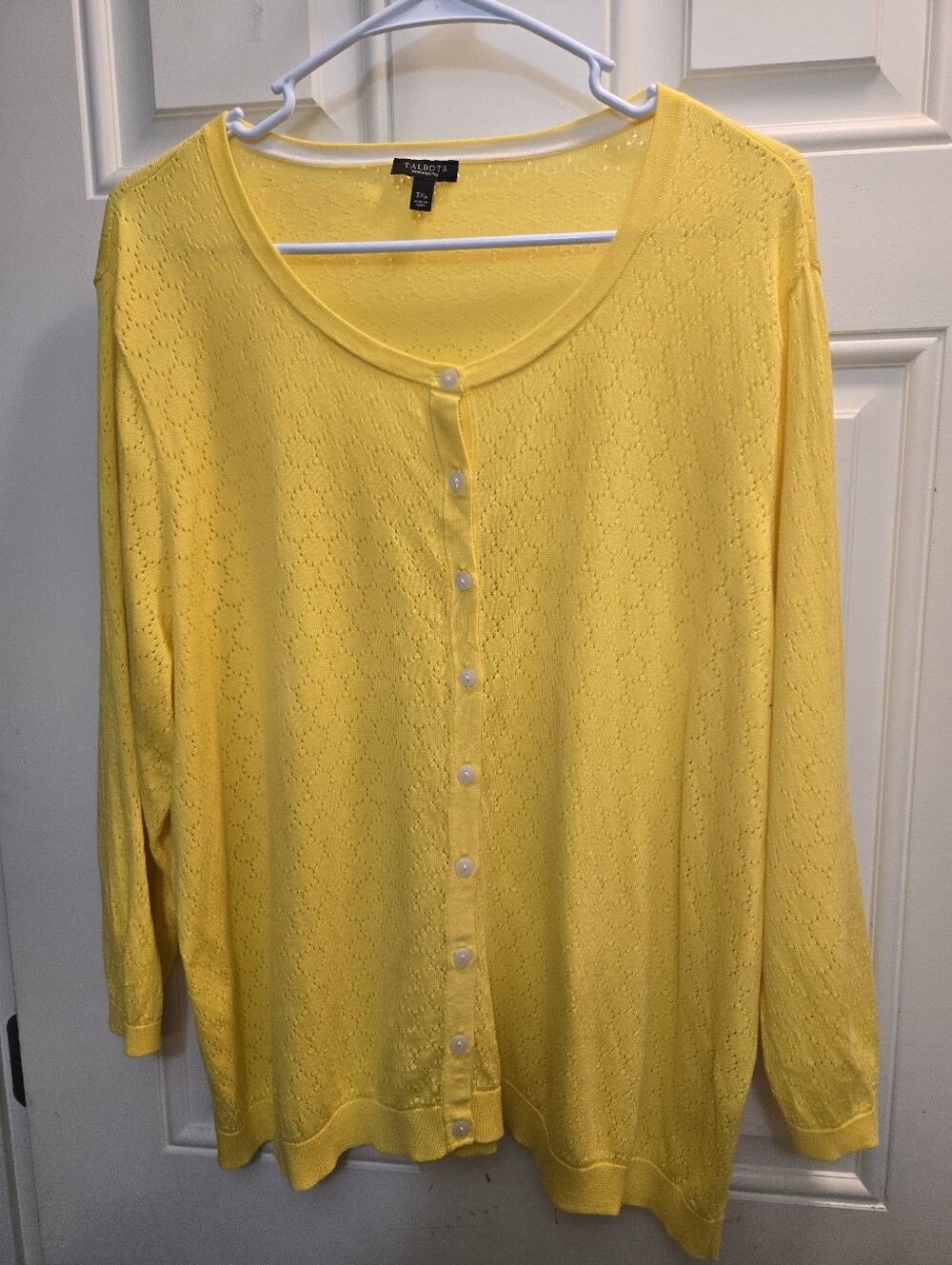 Talbots Sunny Yellow Eyelet Button Cardigan